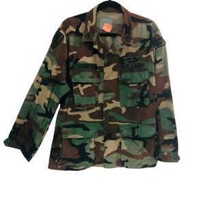 Vintage Army Woodland Camo Combat Jacket 1986 1st Aviation Brigade Mens M